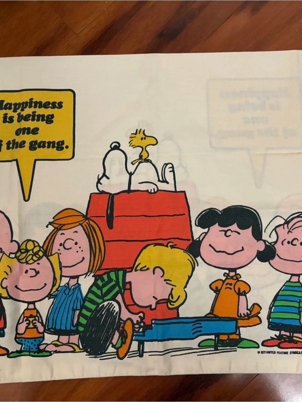 Vintage Peanuts 'Happiness Is Being One of the Gang' Printed pillowcases 1971